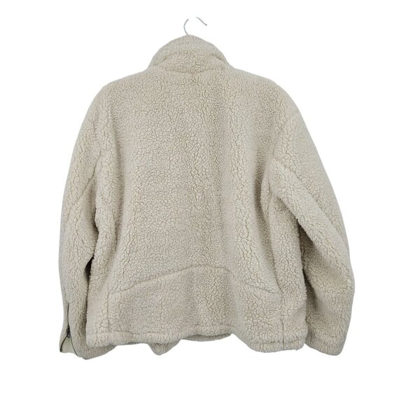 Lucky Brand Ivory Vegan Faux Shearling Sherpa Moto Jacket Womens Sz L Teddy Bear - Picture 9 of 12